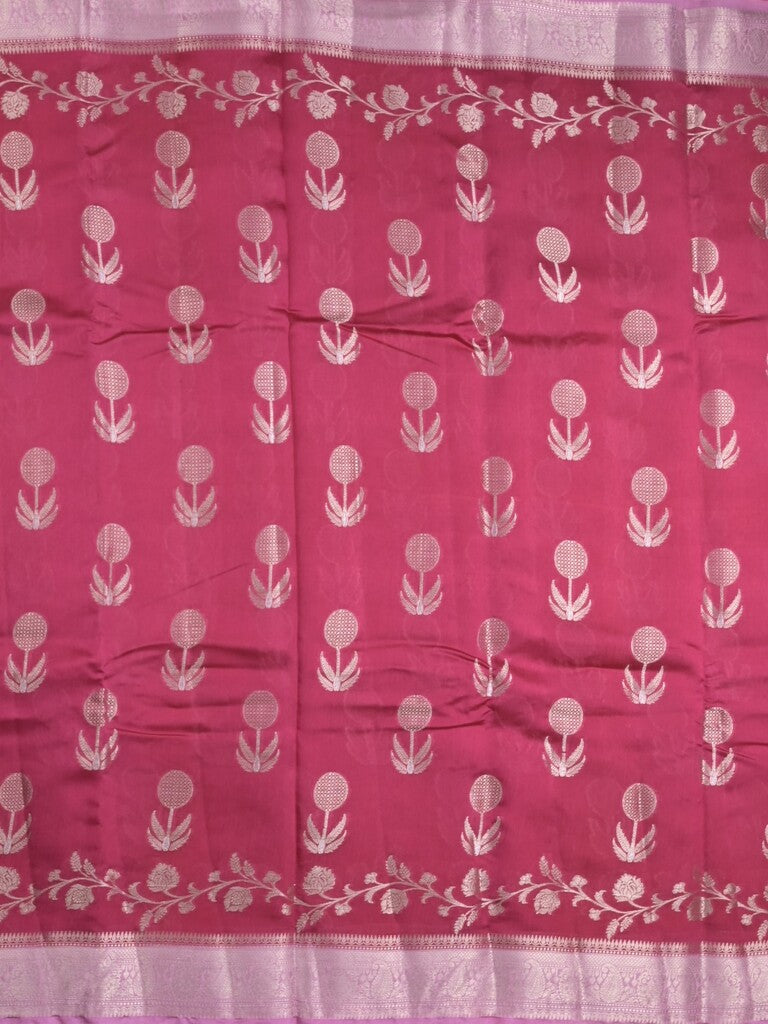 Raw mango fancy saree cherry red color allover zari weaves & zari border with short pallu and contrast blouse