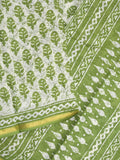 Saree white and green color