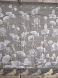 Dola silk fancy saree grey color allover prints & contrast zari border with printed pallu and printed blouse