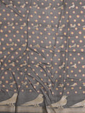 Dola silk fancy saree grey color allover prints & contrast zari border with printed pallu and printed blouse