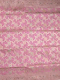 Banaras pattu saree onion pink color allover zari weaves & zari border with rich pallu and attached plain blouse