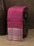 Maheshwari fancy saree pink color allover zari motifs & zari border with contrast pallu and attached blouse