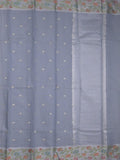 Kota fancy saree bluish grey color allover zari motifs & zari border with self pallu and running blouse