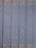 Kota fancy saree bluish grey color allover zari motifs & zari border with self pallu and running blouse