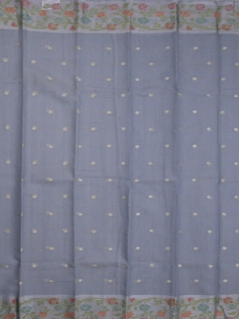 Kota fancy saree bluish grey color allover zari motifs & zari border with self pallu and running blouse