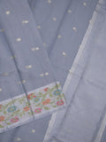 Kota fancy saree bluish grey color allover zari motifs & zari border with self pallu and running blouse