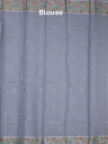 Kota fancy saree bluish grey color allover zari motifs & zari border with self pallu and running blouse