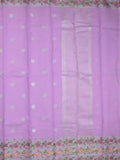Kota fancy saree lavender color allover zari motifs & zari border with self pallu and running blouse