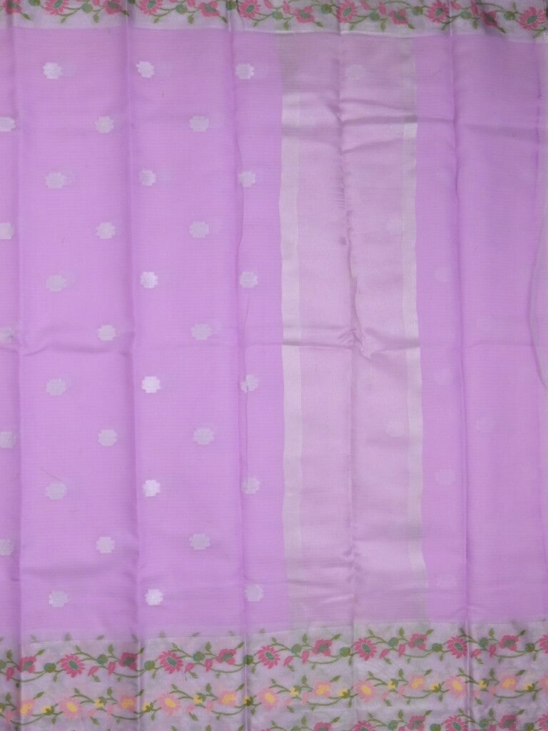Kota fancy saree lavender color allover zari motifs & zari border with self pallu and running blouse