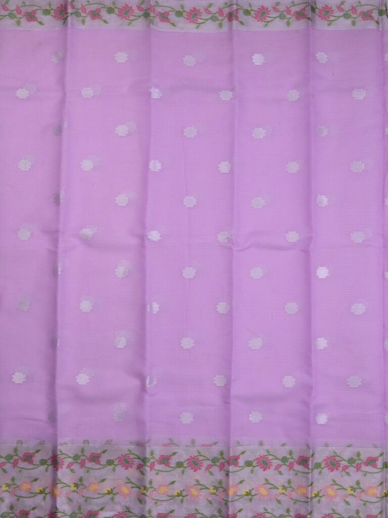 Kota fancy saree lavender color allover zari motifs & zari border with self pallu and running blouse