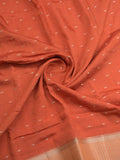 Maheshwari fancy saree orange color allover zari motifs & zari border with contrast pallu and attached blouse