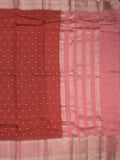 Maheshwari fancy saree maroon color allover zari motifs & zari border with contrast pallu and attached blouse