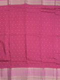 Maheshwari fancy saree pink color allover zari motifs & zari border with contrast pallu and attached blouse
