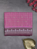 Dupion tissue fancy sarees purple color allover zari motifs & zari border with rich pallu and contrast blouse
