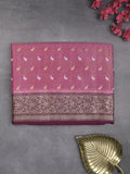 Dupion tissue fancy sarees pinkish purple color allover zari motifs & zari border with rich pallu and contrast blouse
