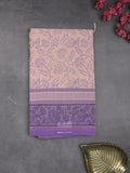 Mangalagiri cotton saree pastel purple color allover prints & contrast border with printed pallu and self blouse