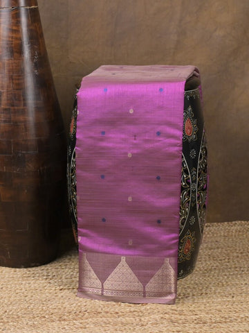 Dupion fancy saree purple color allover zari motifs & zari border with zari pallu and running blouse