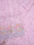 Tussar fancy saree light purple color allover embroidery motifs & embroidery border with running pallu and plain blouse