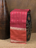 Maheshwari fancy saree cherry pink color allover zari motifs & zari border with zari pallu and contrast blouse