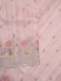 Tussar fancy saree baby pink color allover embroidery motifs & embroidery border with running pallu and plain blouse