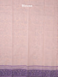 Mangalagiri cotton saree pastel purple color allover prints & contrast border with printed pallu and self blouse