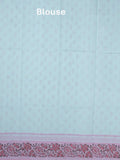 Mangalagiri cotton saree light blue color allover prints & contrast border with printed pallu and self blouse