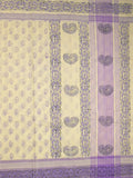 Mangalagiri cotton saree light cream color allover prints & contrast border with printed pallu and self blouse
