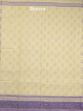 Mangalagiri cotton saree light cream color allover prints & contrast border with printed pallu and self blouse