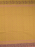 Mangalagiri cotton saree golden yellow color allover prints & contrast border with printed pallu and self blouse