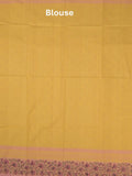 Mangalagiri cotton saree golden yellow color allover prints & contrast border with printed pallu and self blouse
