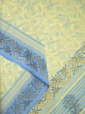 Mangalagiri cotton saree pastel yellow color allover prints & contrast border with printed pallu and self blouse