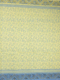 Mangalagiri cotton saree pastel yellow color allover prints & contrast border with printed pallu and self blouse