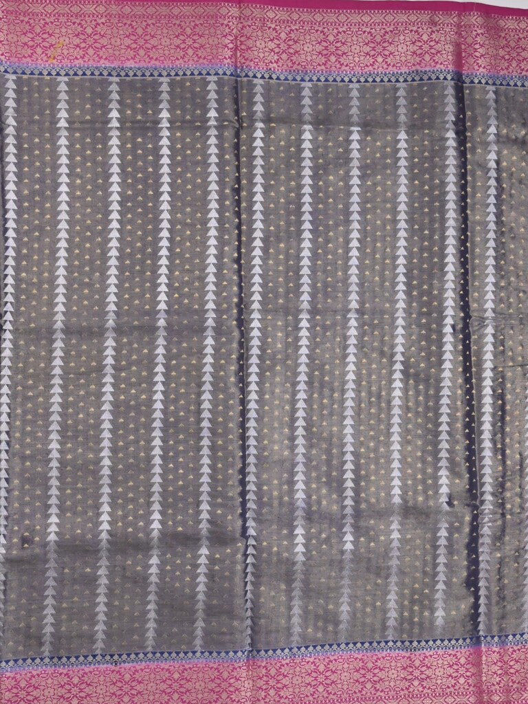 Dupion tissue fancy sarees grey color allover zari motifs & zari border with rich pallu and contrast blouse