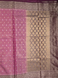 Dupion tissue fancy sarees pinkish purple color allover zari motifs & zari border with rich pallu and contrast blouse