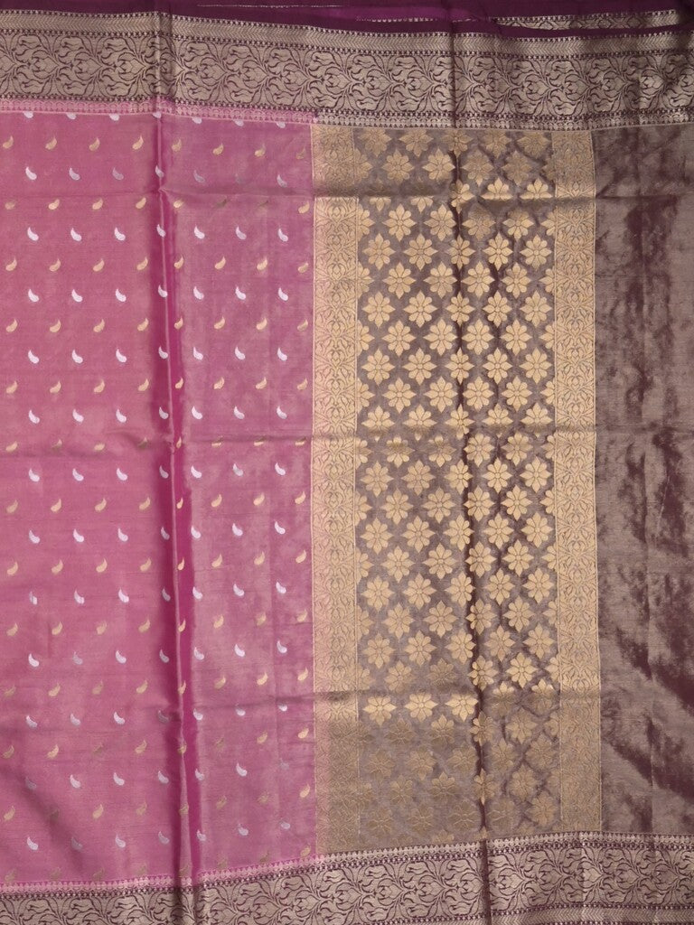 Dupion tissue fancy sarees pinkish purple color allover zari motifs & zari border with rich pallu and contrast blouse