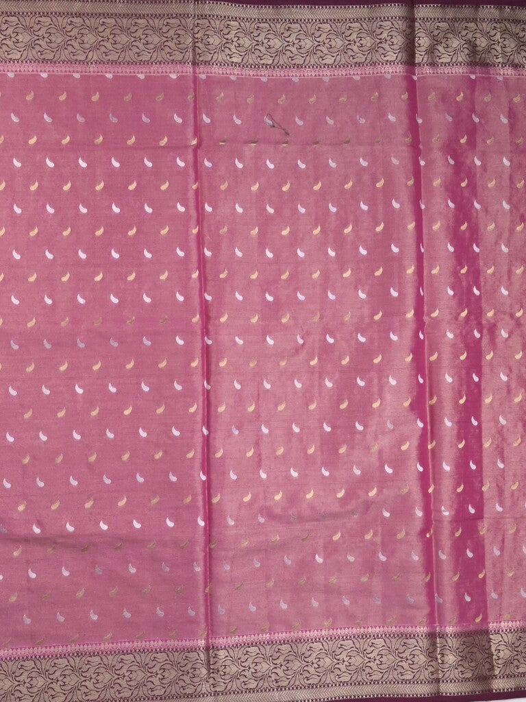 Dupion tissue fancy sarees pinkish purple color allover zari motifs & zari border with rich pallu and contrast blouse