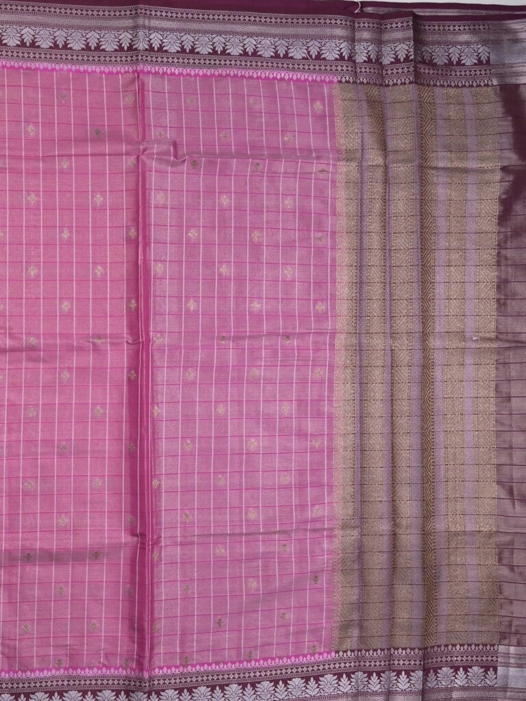 Dupion tissue fancy sarees purple color allover zari motifs & zari border with rich pallu and contrast blouse