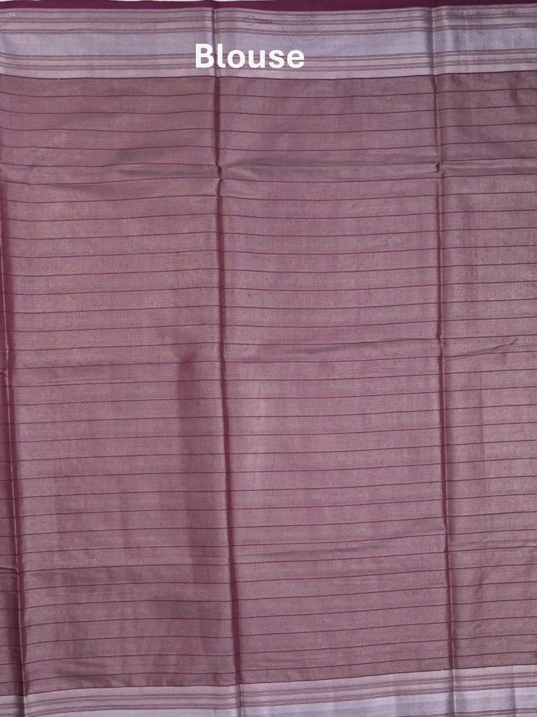 Dupion tissue fancy sarees purple color allover zari motifs & zari border with rich pallu and contrast blouse