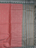 Dupion tissue fancy sarees coral pink color allover zari motifs & zari border with rich pallu and contrast blouse