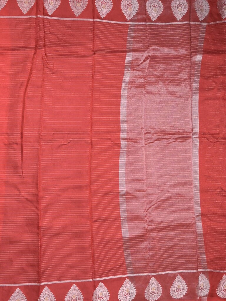 Dupion fancy saree red color allover zari motifs & zari border with zari pallu and contrast blouse