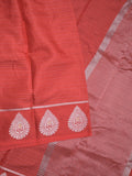 Dupion fancy saree red color allover zari motifs & zari border with zari pallu and contrast blouse