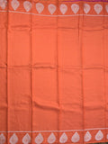 Dupion fancy saree orange color allover zari motifs & zari border with zari pallu and contrast blouse