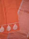 Dupion fancy saree orange color allover zari motifs & zari border with zari pallu and contrast blouse