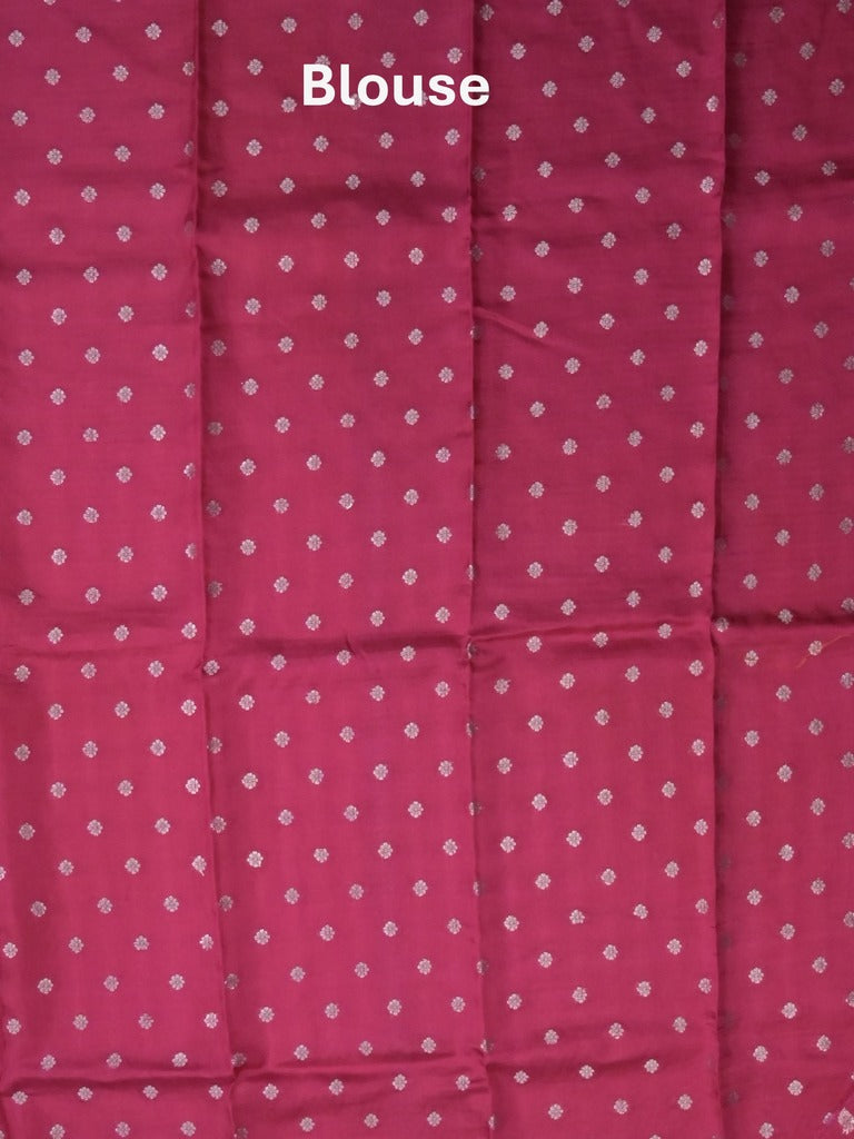 Dupion fancy saree orange color allover zari motifs & zari border with zari pallu and contrast blouse