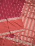 Maheshwari fancy saree cherry pink color allover zari motifs & zari border with zari pallu and contrast blouse