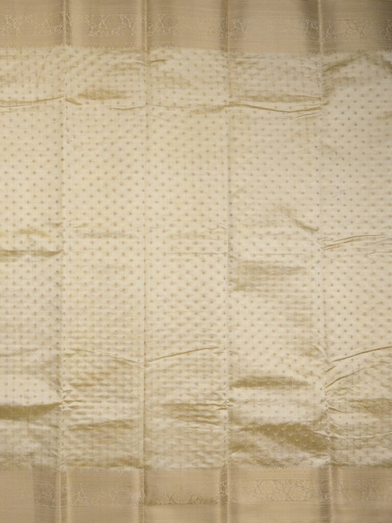 Dupion fancy saree cream color allover zari motifs & zari border with stripes pallu and running blouse