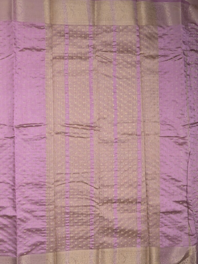 Dupion fancy saree purple color allover zari motifs & zari border with stripes pallu and running blouse