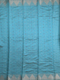 Dupion fancy saree sky blue color allover zari motifs & zari border with zari pallu and running blouse