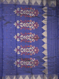 Dupion fancy saree royal blue color allover zari motifs & zari border with zari pallu and running blouse
