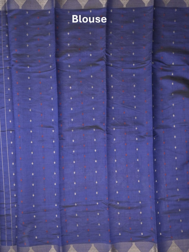 Dupion fancy saree royal blue color allover zari motifs & zari border with zari pallu and running blouse